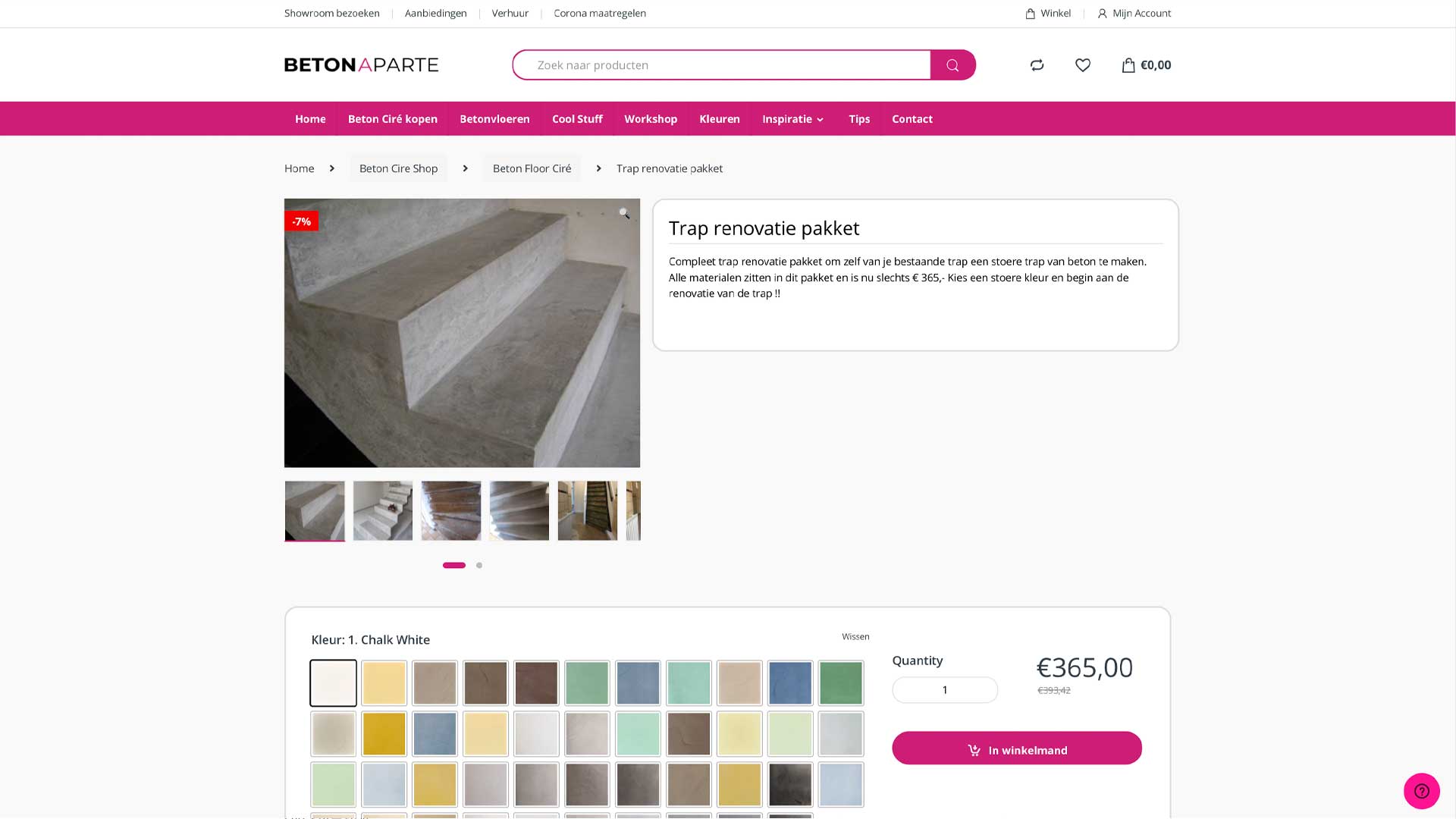 Betonaparte Webshop landingspagina